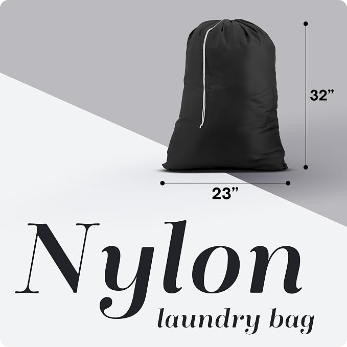Handy Laundry Laundry Bag – Heavy Duty Nylon, Large Capacity, Locking Drawstring Closure, Machine Washable, Fits Laundry Basket, Travel, Dorm, Camp, Black, 22 x 32 Inches | 22"x32" XL Nylon Laundry Bag, Locking Drawstring, Machine Washable, Heavy Duty,...