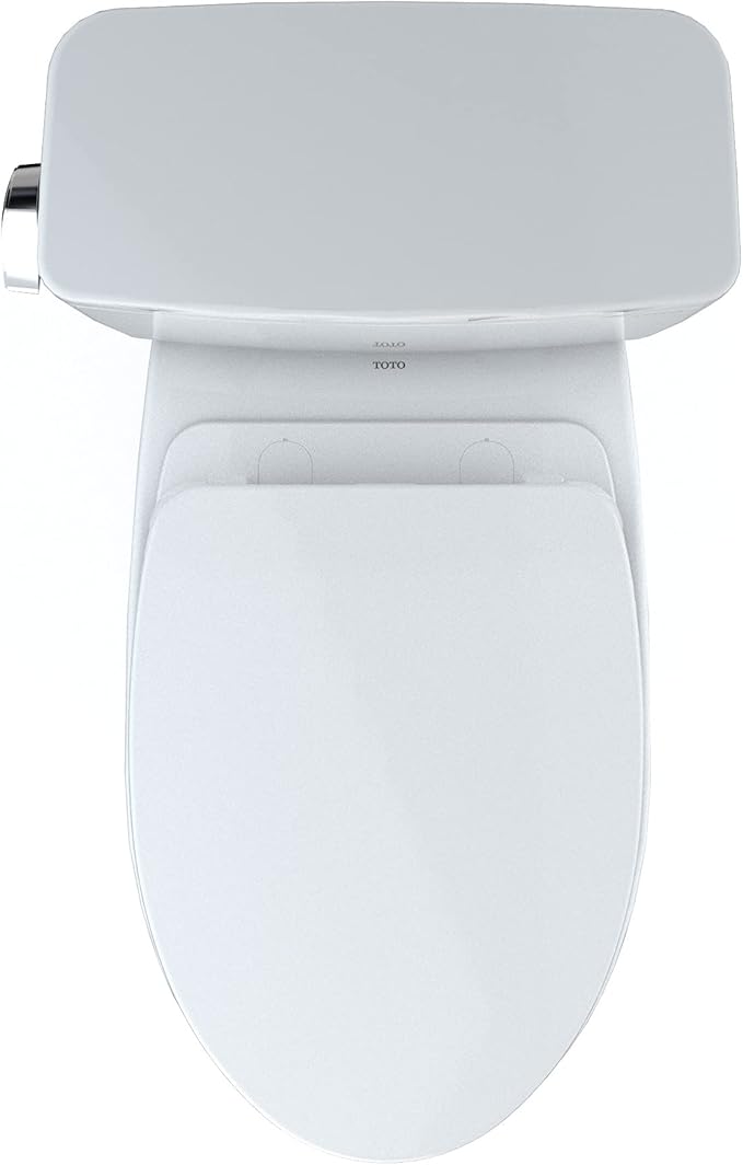 TOTO Drake Two-Piece Elongated 1.28 GPF Universal Height TORNADO FLUSH Toilet with CEFIONTECT and SoftClose Seat, WASHLET+ Ready, Cotton White - MS776124CEFG#01