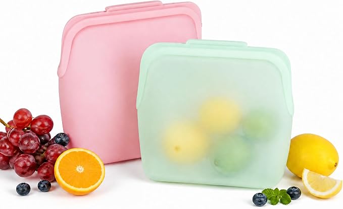 STHF Everbag Reusable Silicone Food Storage Bags — Leak‑Proof, Upright Freezer & Sous‑Vide Safe, Odor‑Proof, High‑Temperature Resistant Food Storage Bags (rectangle)