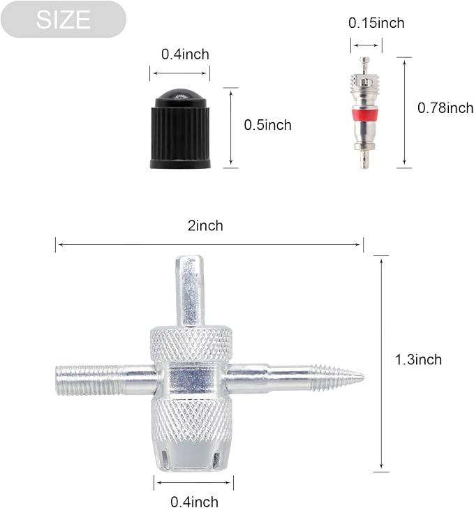 Valve Stem Removal Tool - 20Pcs Valve Cores, 10Pcs Tire Valve Caps, 4-Way Valve Tool, Valve Core Remover Tool By ZHSMS(35 PCS)