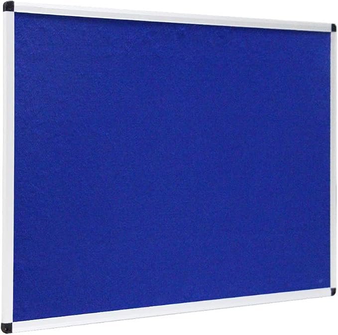 VIZ-PRO Notice Board Felt Blue, 60 X 48 Inches, Silver Aluminium Frame