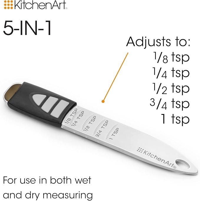 KitchenArt Pro Adjust-A-Teaspoon, Stainless Steel Measuring Spoon, Silver