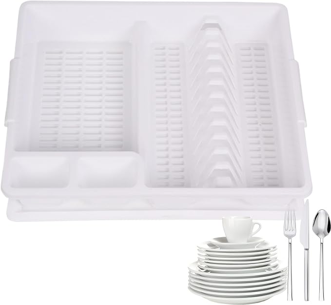 Multifunctional Dish Drainer Rack, Space Saving Plate Drying Organizer, Lightweight Function for Kitchen Countertops, Chopsticks Bowls Plates Spoons Cups Family Cooking Needs