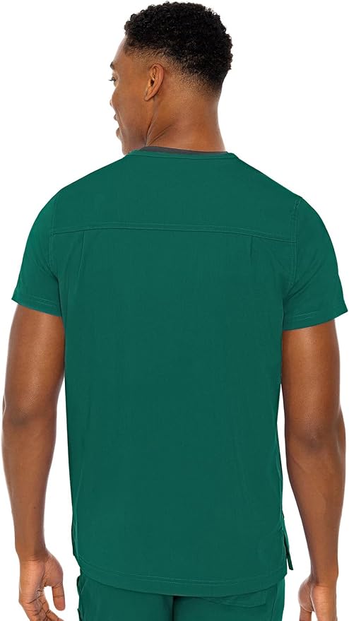 Med Couture Rothwear Touch Mens Scrubs Top 3 Pockets Modern Fit | 2-Way Stretch, Ultra-Soft Fabric, Lightweight Feel, Knit Details, Side Vents, Durable Construction, Easy Care