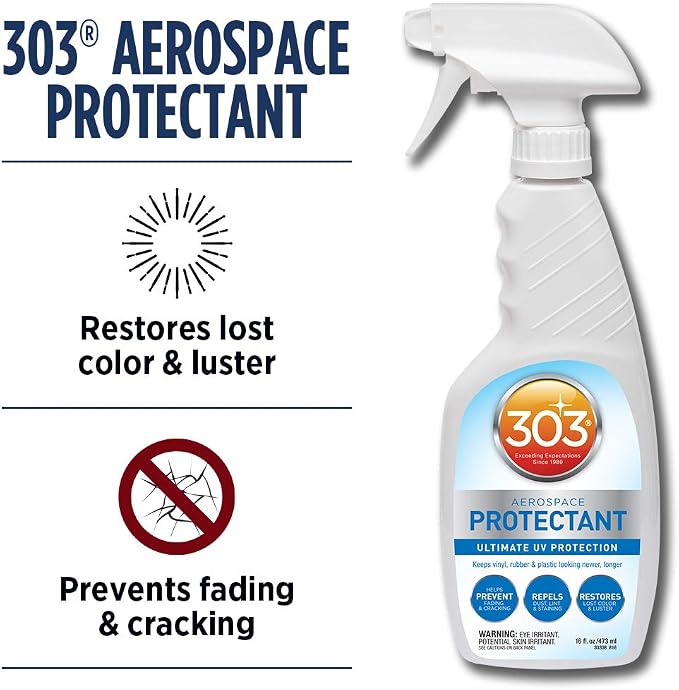 303 Aerospace Protectant for Vinyl, Plastic & Rubber, 16 oz 6-Pack | Provides UV protection while helping prevent fading, cracking, and discoloration.