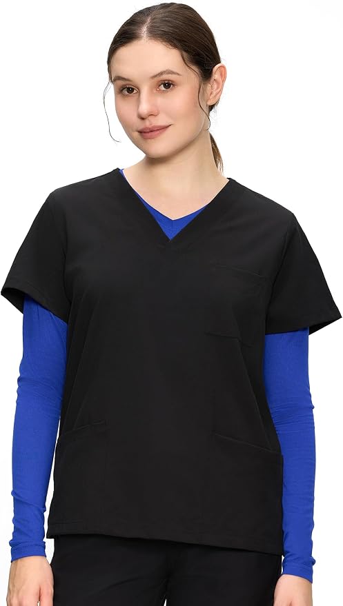 COZYFIT Women’s Underscrub Tee, V-Neck Long Sleeve Undershirt | Soft & Easy Care Fabric, Slim Fit, Smooth Touch, Comfort V-Neck Tee, Machine Wash, Multiple Sizes for Choose