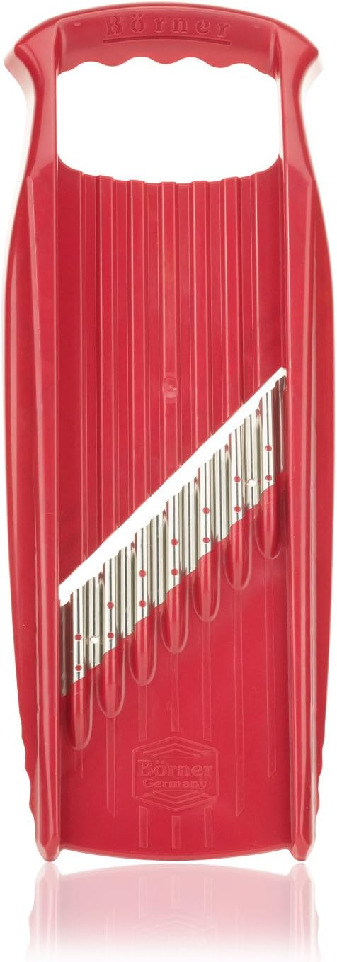 Börner Onda Waffle XXL PowerLine Vegetable Slicer (Red) • Wave Slicer for Vegetables • Wave/Waffle Cutter • Vegetable Cutter for Grilled Potatoes