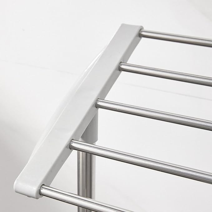 Fenteer Stainless Steel Clothes Drying Rack, 24.4 x 14.2 x 27.6 in Freestanding Laundry Rack for Indoor and Balcony Use