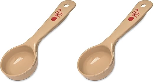 Carlisle FoodService Products Measure Miser Plastic Measuring Spoon with Short Handle, 2 Ounces, Beige, 1 Count (Pack of 2)