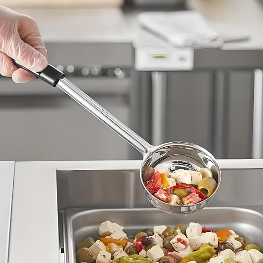 OCS Parts Pro Series 12-Piece Perforated and Solid Portion Spoons | Stainless Steel Color Coded Dishwasher Safe Kitchen Multipurpose Portion and Serving Spoons for Home and Commercial Kitchens