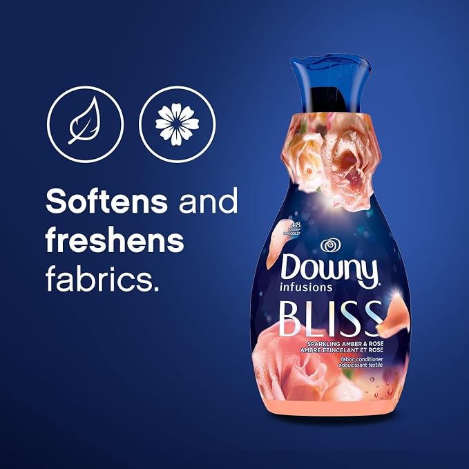 Downy Infusions Laundry Fabric Softener Liquid, Bliss, Sparkling Amber & Rose, 56 Fl Oz