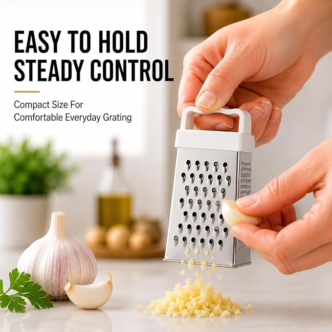HIC Kitchen Mini Garlic Grater Slicer, Stainless Steel, Set of 2