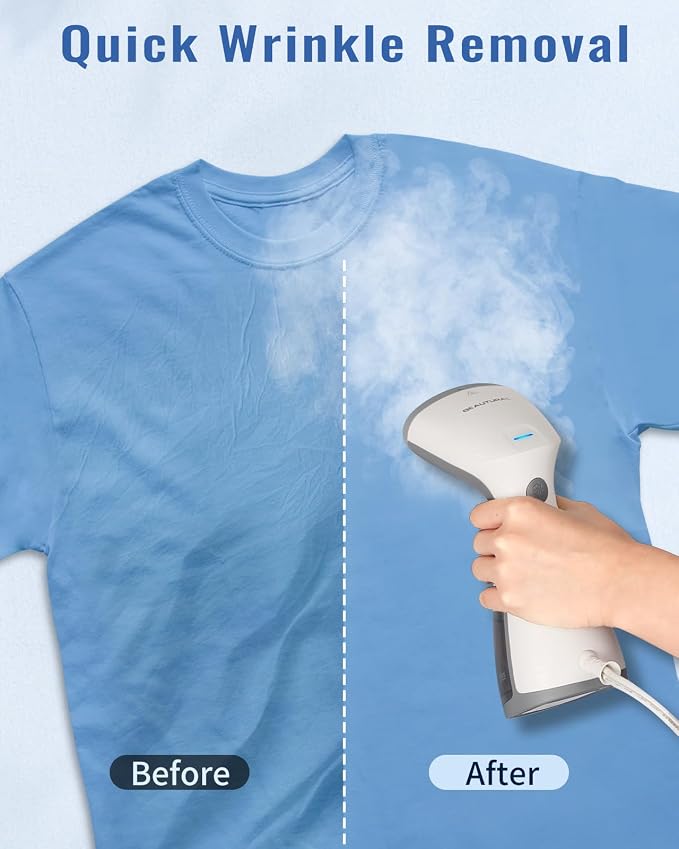 BEAUTURAL Steamer for Clothes, Portable and Handheld Garment Wrinkle Remover, Fast 25s Heat-up, 120V Only (Not for 220V Europe)