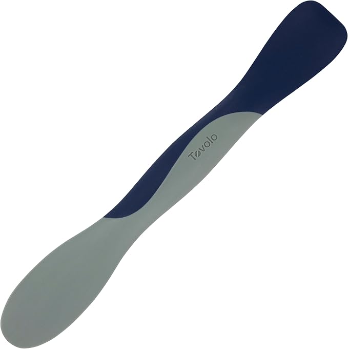 Tovolo Mini Scoop and Spread Tool for Kitchen Meal Prep Small Sandwich Spreader Spatula for Peanut Butter Jelly, Silicone BPA Free Dishwasher Safe Scooper Spreader, Deep Indigo and Oyster Gray