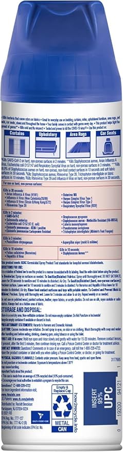 Lysol Fabric Disinfectant Spray, Sanitizing and Antibacterial Spray, For Disinfecting and Deodorizing Soft Furnishings, Lavender Fields 15 Fl. Oz (Pack of 3)