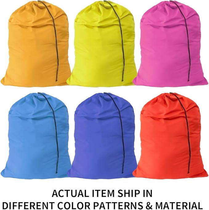Extra Large Laundry Bag 30"x40", Varied Colors, 6 Pack | Travel Laundry Bags, Drawstring Closure, 30"x40", For college, dorm and apartment dwellers