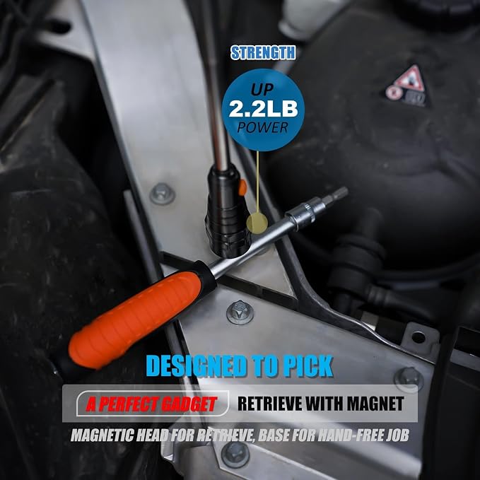 Magnetic Flashlight with Tool Magnetic Lanyard & Telescoping Magnet | Pickup Tool, Cool Gadgets, Gifts for Men, Dad, Husband, Women