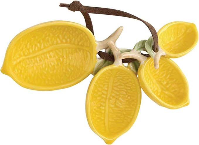 47th & Main Measuring Spoons - Ceramic Lemon Shaped Teaspoons Kitchen Essentials Gift Set, 4-Piece, Yellow