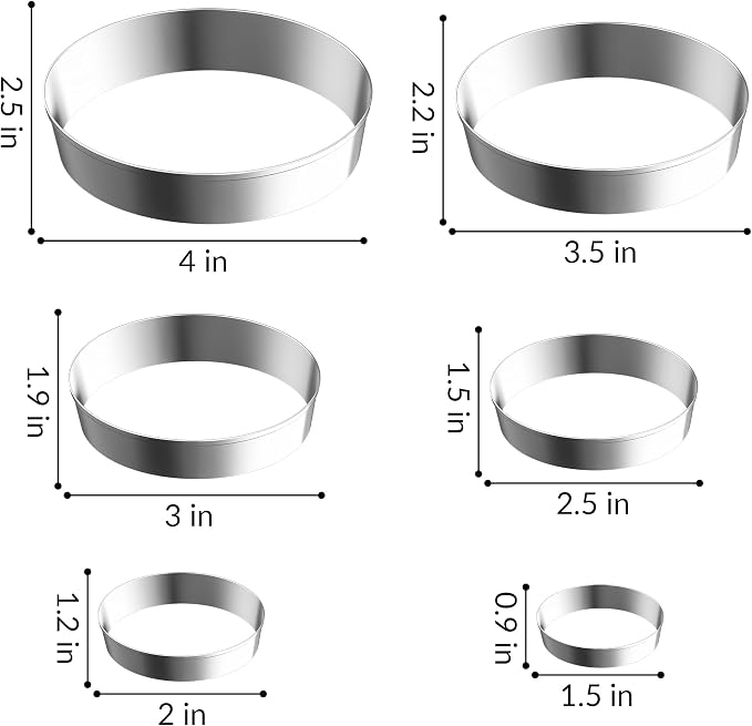 FUSOTO 6PCS Oval Cookie Cutter Set, Large Geometric Stainless Steel Baking Supplies for Homemade Cookies, Oval Plaque Cookie Cutters Shapes Biscuit Molds, 6 Sizes (1.5, 2, 2.5, 3, 3.5, 4 Inch)