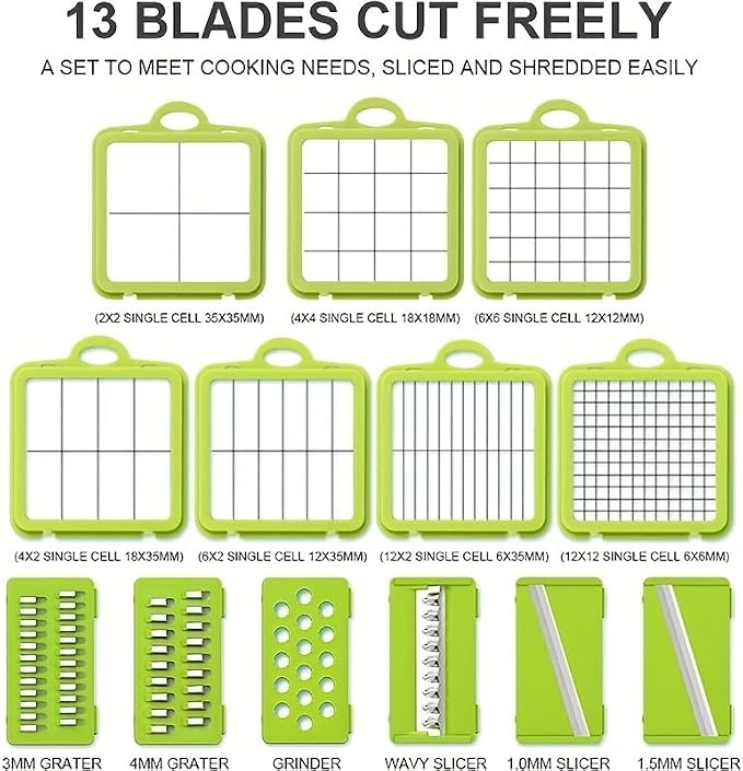 22 Blade All-in-1 Vegetable Chopper Mandoline Slicer with Container, Spiralizer with Containers, Food Chopper, Onion Chopper, Veggie Cutter for Salad, Kitchen Gadgets Accessories Essentials, White
