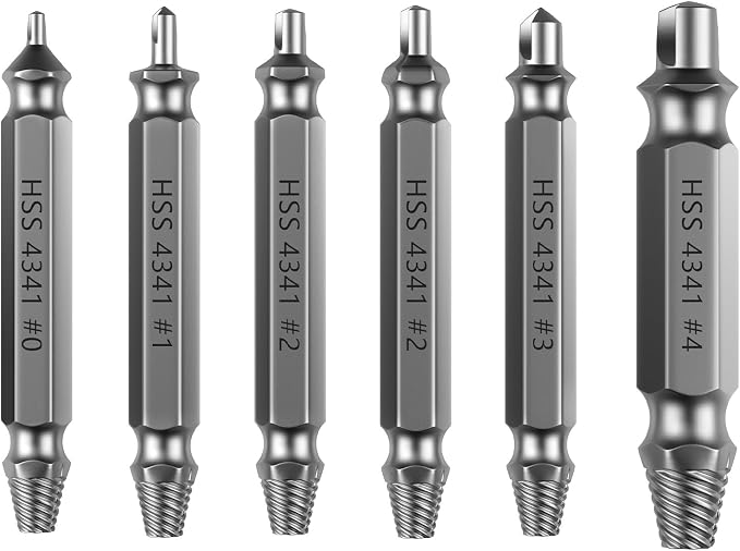 Nuovoware Damaged Screw Extractor Set, 6 PCS Stripped Screw Extractor Kit | All-purpose HSS Broken Screw Remover Set with Magnetic Extension Bit Holder & Socket Adapter, Dark Gray