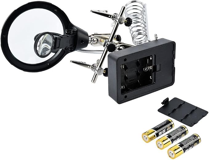 Helping Hands Soldering Station, LED-lit Magnifying Glass Alligator Clips | Station for Soldering, Assembly, Repair,Modeling, Hobbies and Crafts