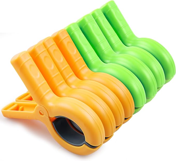 8 Pcs Beach Towel Clips for Beach Chairs, Towel Holder for Beach Chair Pool Chair on Cruise, Jumbo Size Heavy Duty Clothes Pins, Beach Chair Clips to Keep Your Towel from Blowing Away (Green, Orange)