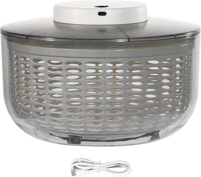 Electric Salad Spinner Lettuce Dryer, 6L Large Capacity Lettuce Spinner Multifunctional Fruit Washer, One-handed Easy Press Vegetable Dryer Salad Mixer for Greens, Herb, Berry, Fruits,Vegetable Washer