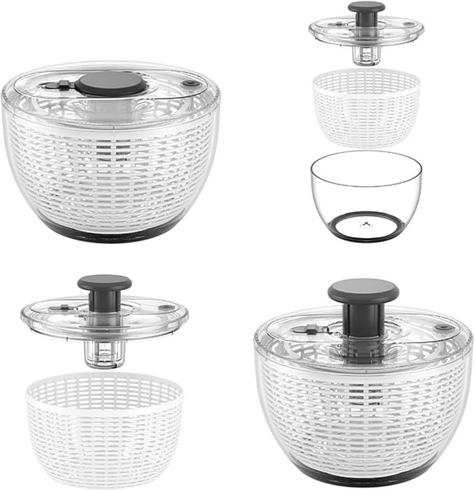 Glass Salad Spinner, Vegetable Cleaner, Fruit Washing Bowl with Strainer, One-Touch Brake, Fruit and Veggie Wash, Dishwasher Safe,Large Capacity Quick Salad Spinner,One-Touch Brake (M:3.6L/3.27Qt)