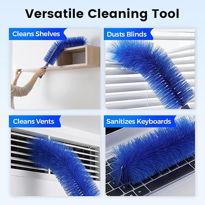 Ultimate Dusting Tool, Fan Cleaning Brush, Bendable Microfiber Head, Flexible Microfiber Duster Remover Washable ldeal for Electric Fans Air Conditioning, Home Car Vents, Curtain (3pcs*Grizzly)