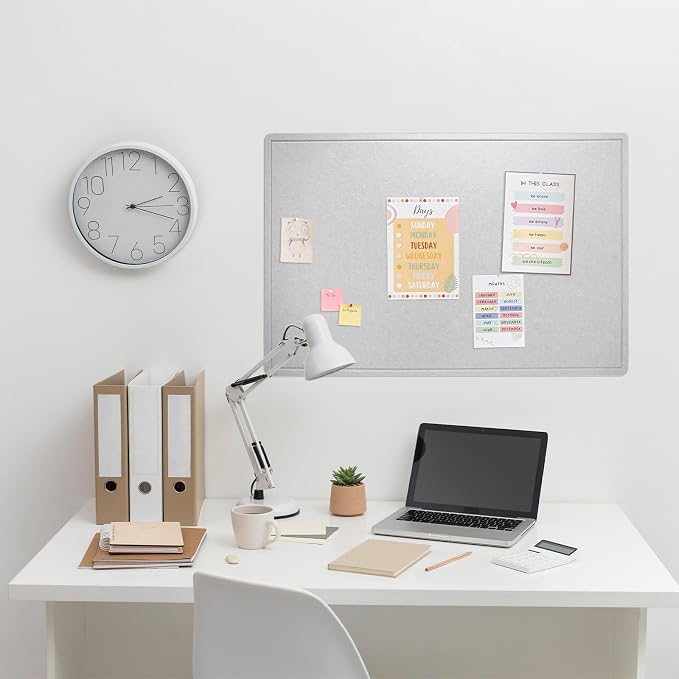 Felt Bulletin Board 36x24 inches, Decorative Pin Board for Home & Office | Cork Board Alternative for Wall with Push Pins, Display Mood Board for Photos, Notes & Reminders