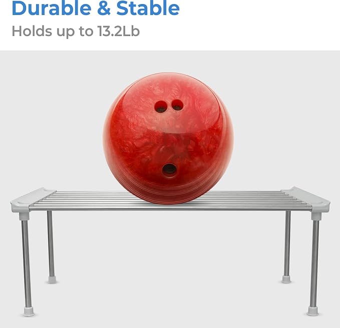 carrotez Set of 2 Stackable Cabinet Organizer Shelf 15.7 x 7.8 x 6.1 White | Kitchen Counter Shelves, Kitchen Cabinet Organizers and Storage, Pantry Storage Shelf Organizer
