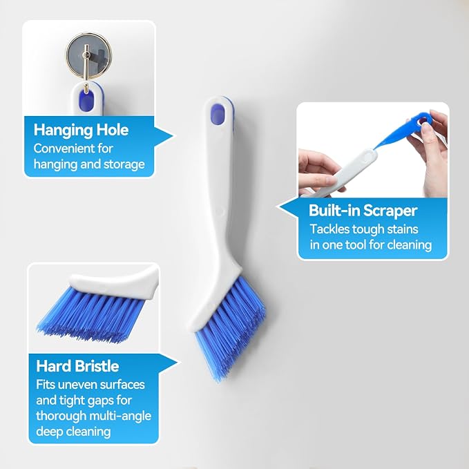 4PCS Crevice Cleaning Brush, Hard Bristle Gap Scrub Groove Brush for Home, Bathroom, Kitchen, Corners, Sink, Sliding Door Rails, Window Track, Tile Grout