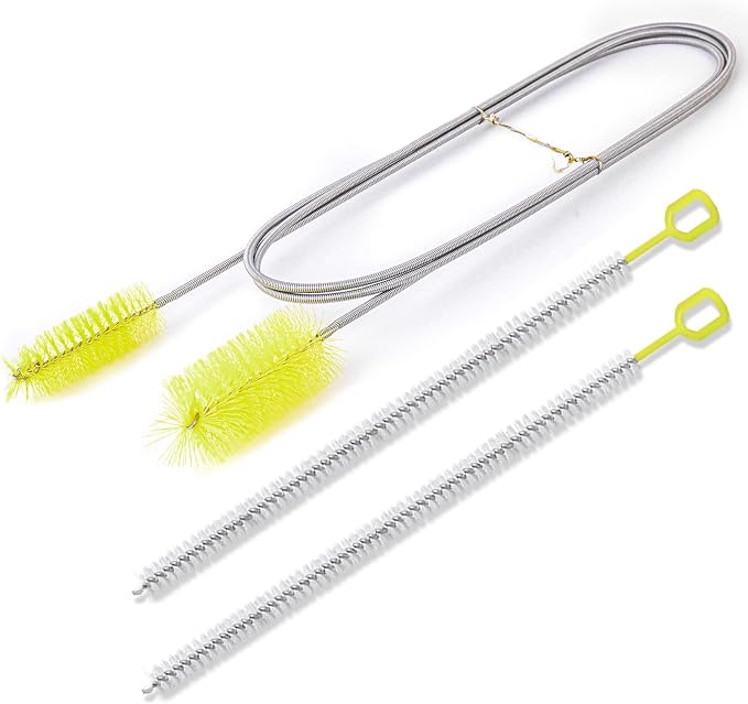 Flexible Drain Brush, 66 Inch Double Ended Aquarium Filter Hose Long Pipe Cleaners Brush for Fish Tank, Sink, Drain, and 2 Pieces 12 Inch Straw Cleaning Brush