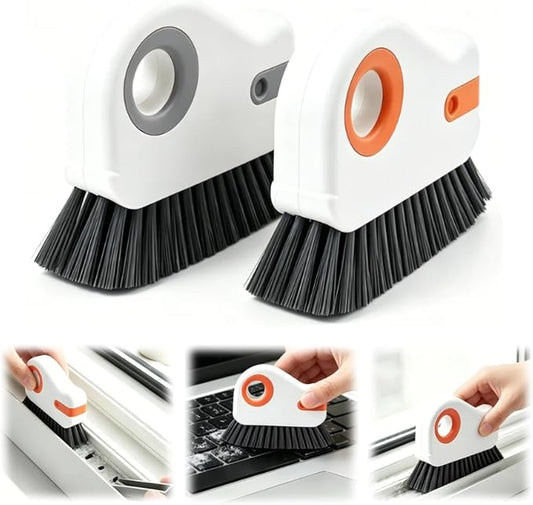 2-in-1 Groove Cleaning Brush with Hidden Scraper, Hard Bristle Crevice Cleaning Tool for Sliding Door Track, Window Sill, Window Seal, Tile Gaps, Kitchen & Bathroom Corners (Mix)
