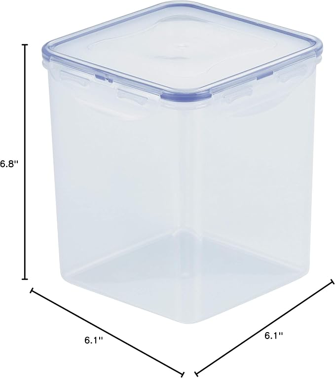 LOCK & LOCK Easy Essentials Pantry Food storage containers with lids / Pantry storage / Airtight containers, BPA free - Square - 11 cup - Great for Sugar, Clear