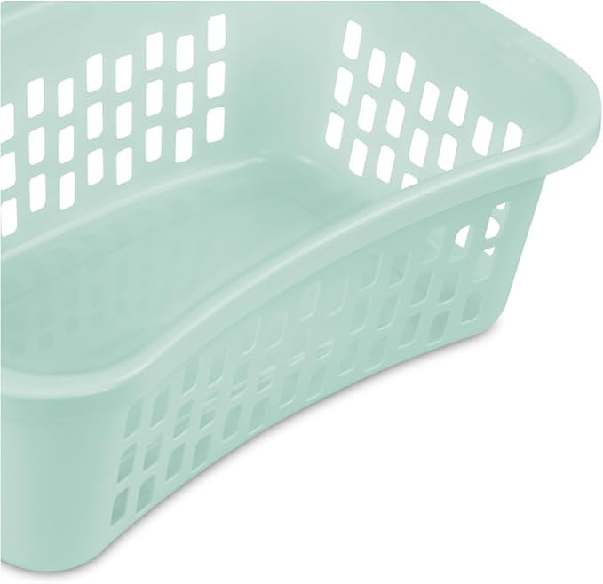 Sterilite HipHold Laundry Basket, Plastic Rectangle Clothes Hamper, 6 Pack | 1.5 Bushel Capacity, Mint, Bin with Comfort Grip Handles & Reinforced Rim