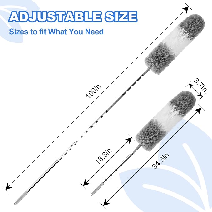 Dusters for Cleaning,Feather Duster with Extension Pole,Ceiling Fan Cleaner Duster,Long Duster Extended Handle,Blind Cleaner Dusting | Bendable Head Dusters for Cleaning Ceiling Fan, High Ceiling, Blinds, Furniture