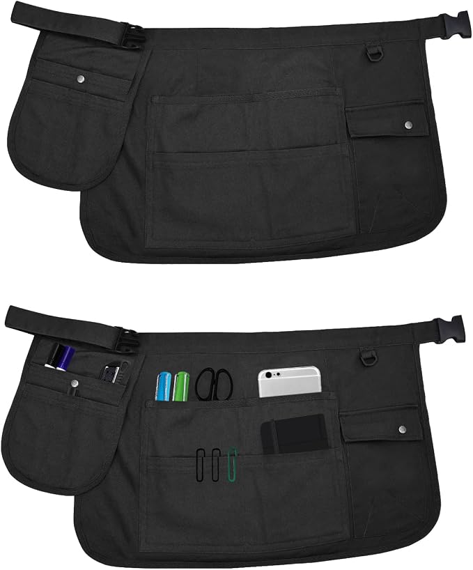 Molaxhome Waist Tool Apron with Multi-Pocket Adjustable Belt for Gardening | Adjustable Long Belt,Waitress Server Aprons,Tool Belt,Hairdressers,Work Apron