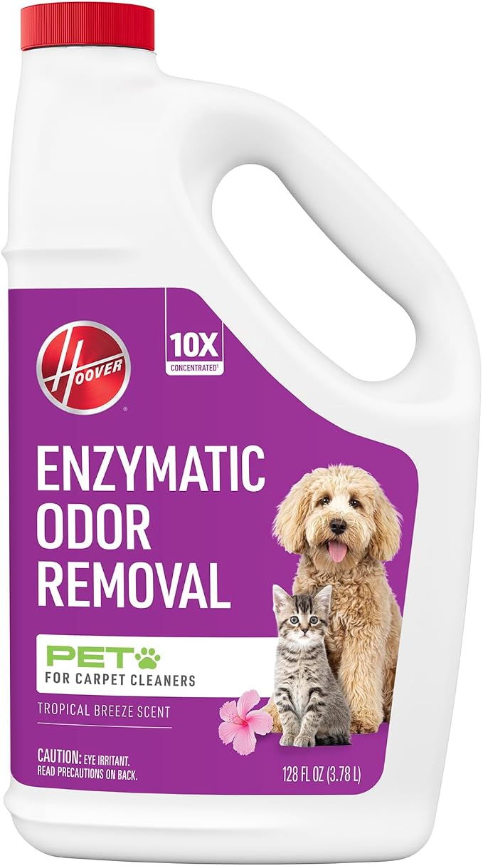 Hoover Pet Carpet Cleaner Solution, 128 Oz., Tropical Breeze Scent | Deep Cleaning Carpet Shampoo Solution, Eliminates Urine Stains and Odors, Pair with Hoover Carpet Cleaner Machine