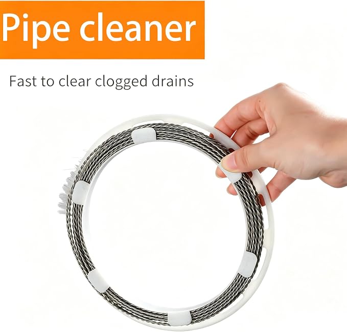 160 Flexible Drain Cleaner Brush with Storage Reel, AC Condensate & Car Sunroof Drain Unclog Tool for Hair & Debris Clog Removal