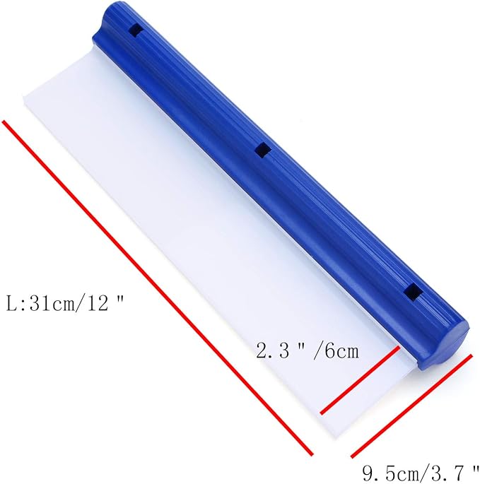 Car Squeegee 12 Inch Flexible T-Bar Water Blade, Silicone, Blue | Squeegee for Car or Home Glass Shower Glass Mirror Door Car