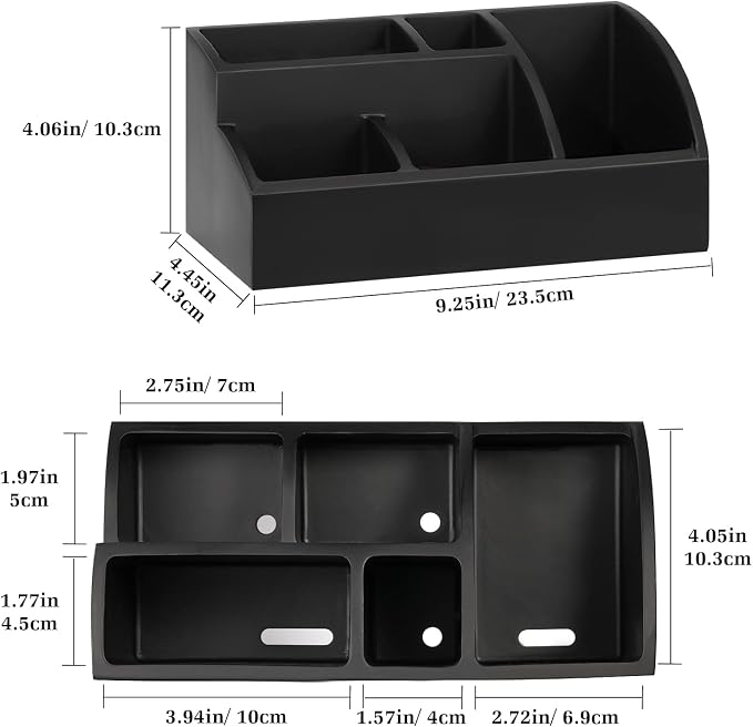 Luxspire Bathroom Counter Organizer, 5 Slots, Matte Black | Toothbrush Holder for Bathroom, Marble Bathroom Accessories for Toothbrush Toothpaste