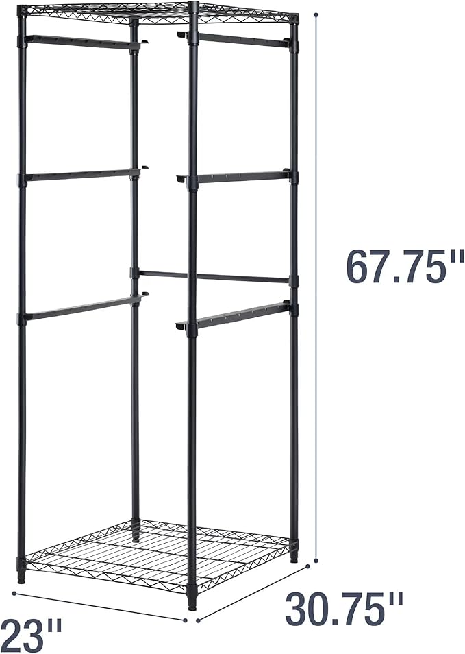 CleverMade Tote Tower, 5-Tier Rack for 27-Gallon Totes, Black | Individual rails let 5 totes slide out without unstacking. Powder-coated steel supports 50 lb per shelf and 250 lb total.