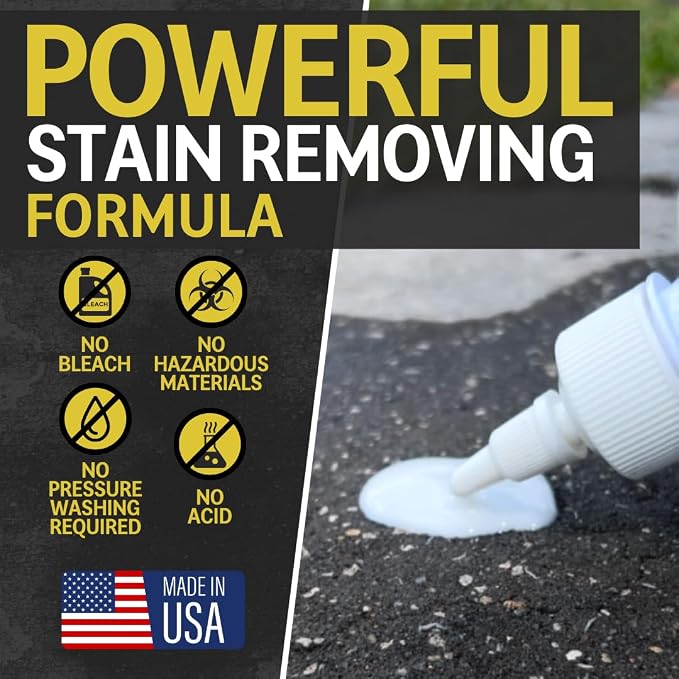 CHOMP! Concrete Oil Stain Remover: Pull It Out Removes and Cleans Oils, Greases from Garage Floors & Driveways, 128 Fl Oz