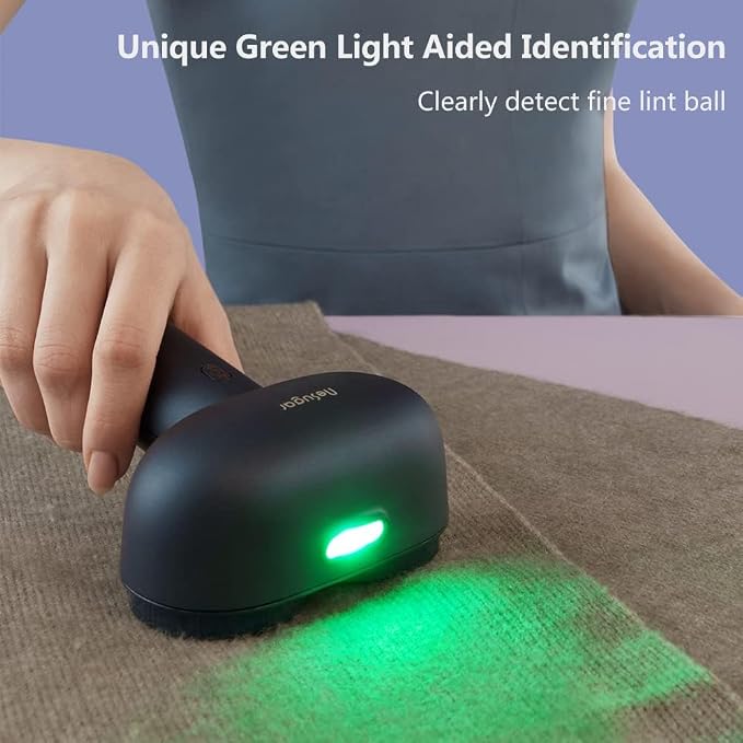 Nesugar Dual-Head Fabric Shaver, Electric Lint Remover with Green Light | 3 speed settings, honeycomb mesh protection & green light identification. Ideal for sweaters, coats, couch & linens.