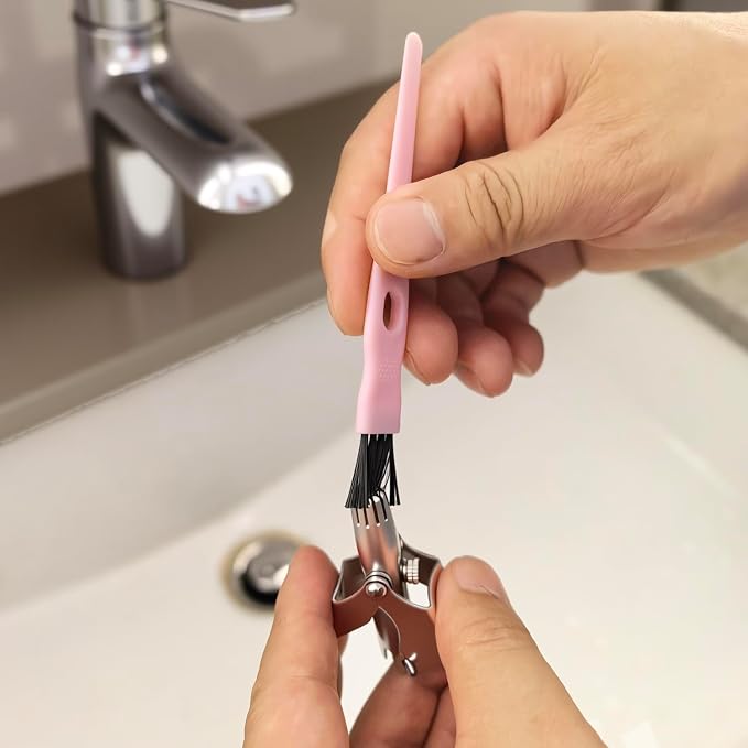 Mini Cleaning Brushes, 6 Pack Nylon Detail Brushes, 4.3 Inch (Pink) | Nylon Bristles, Pink Handles, For Shavers, Razor Heads, Trimmers, Mug Lids, Keyboards, Small Crevices
