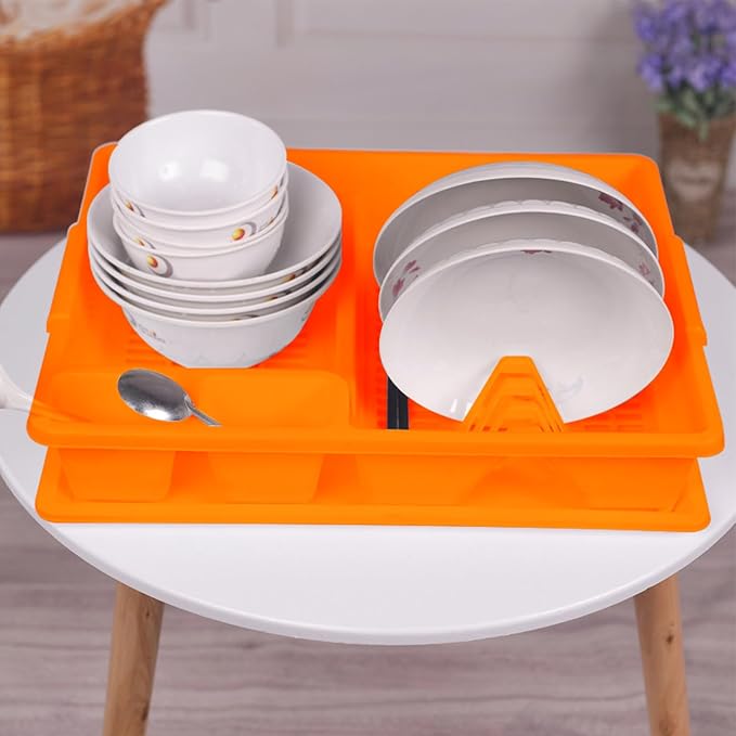 Multifunctional Dish Drainer Rack, Space Saving Plate Drying Organizer, Lightweight Function for Kitchen Countertops, Chopsticks Bowls Plates Spoons Cups Family Cooking Needs