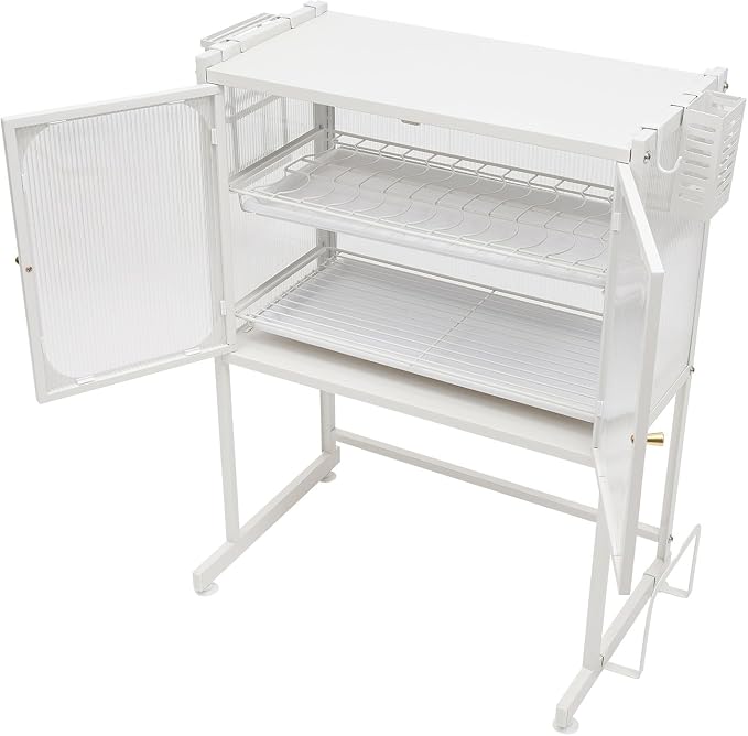 Over The Sink Dish Drying Rack, 3 Tier Large Metal Dish Drying Rack with Cover, Keep Kitchen Sink Shlef Organized Space-Saving Dish Drainer Kitchen Organizer for Dishes and Cutlery, White