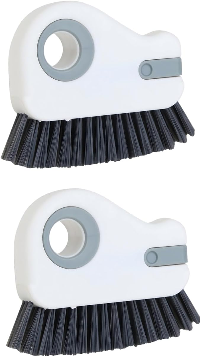 2-in-1 Window Groove Cleaning Brush, Window Sill Track Cleaner Tool, Scratch-Free Deep Cleaning Brush for Sliding Door, Shower Door Sills and Household Narrow Gaps, 2 Pack Gray